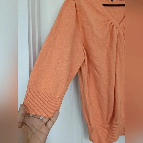 Jeanne Pierre Orange 3/4 Sleeve Sweater Top Size XL - Picture 3 of 5